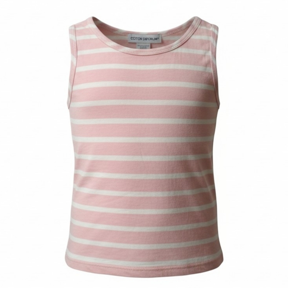 Kid's Cotton Emporium Aqua or Pink and White Striped Tank Tops